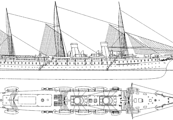 Корабль Россия - Standart [Imperial Yacht] - чертежи, габариты, рисунки
